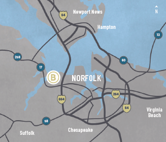 Bridgeport Suffolk Area Map with labels